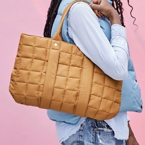 Clare V. Tropezienne Puffer tote in Mustard